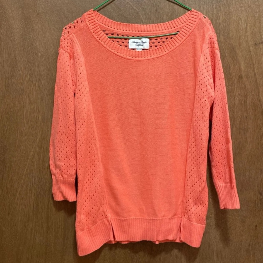 American Eagle Textured Orange Sweater NWOT